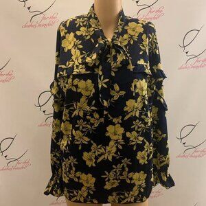 K by Kersh. Size Medium. Ruffle Edged Yoke. Pullover w Tie. Oversized. B54